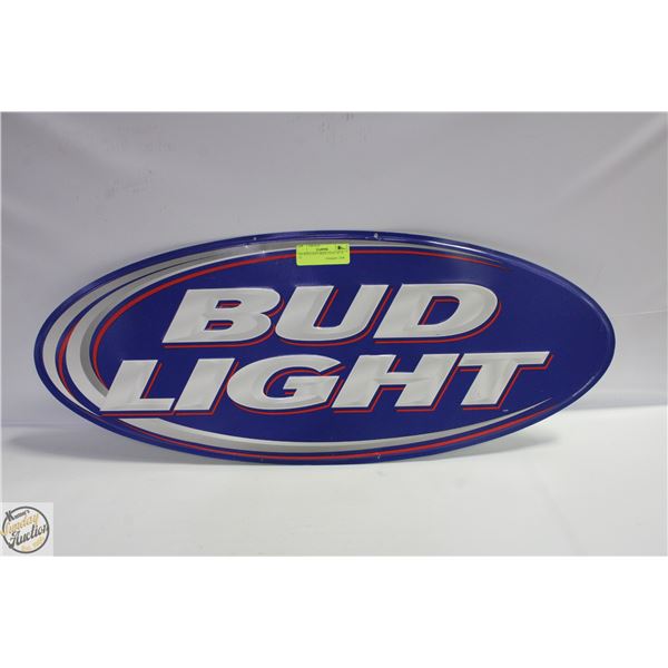 TIN BUD LIGHT BEER, OVAL 30" X 12"