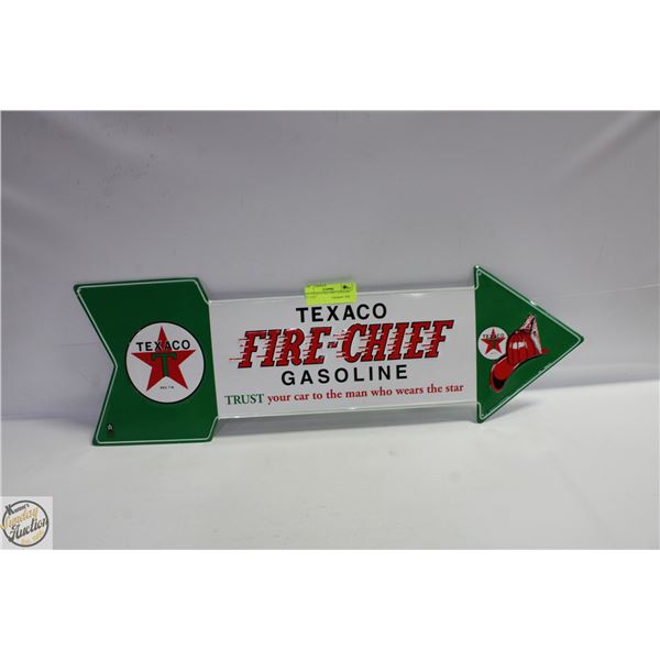 TIN TEXACO FIRECHIEF GASOLINE 27" X 8.5"