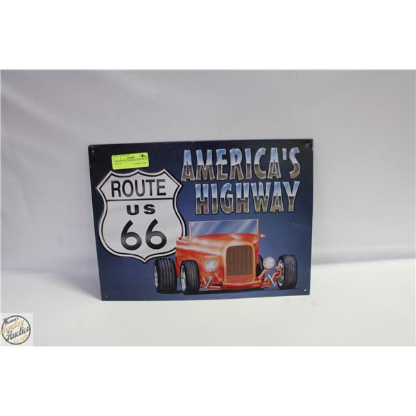 TIN ROUTE 66 AMERICAS HIGHWAY 16" X 15"