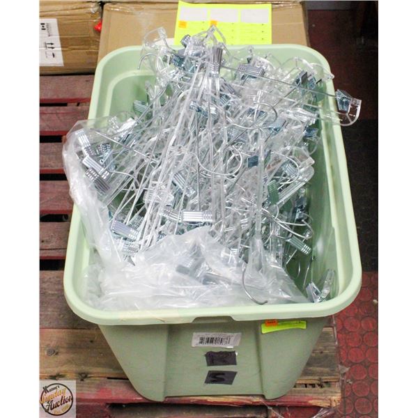 TOTE BIN OF PANT CLIP HANGERS