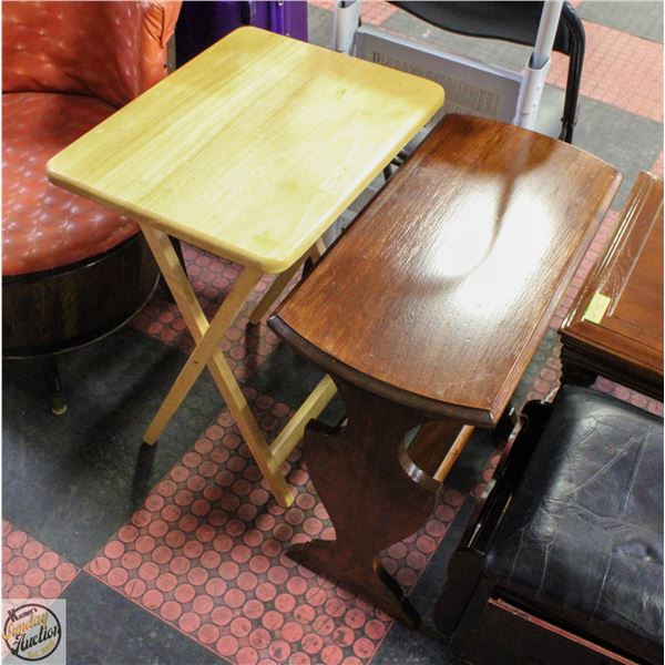 TWO WOOD SMALL TABLES, 24 INCH -HIGH