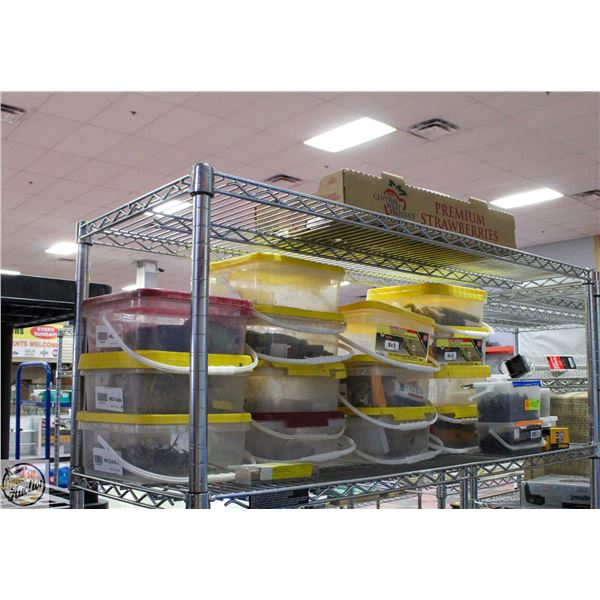SHELF OF SCREWS AND OTHER HARDWARE VARIOUS SIZES