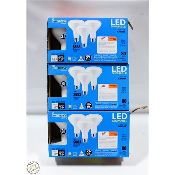 3X3 PACK LED DIMMABLE 80W 9 BULBS