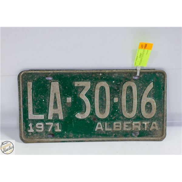 1971 ALBERTA LICENSE PLATE