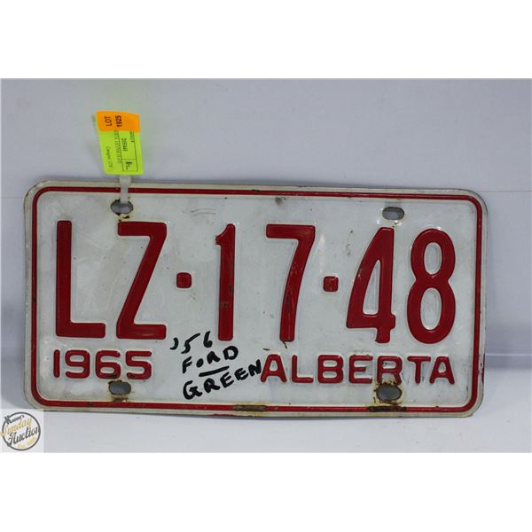 1965 ALBERTA LICENSE PLATE