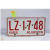 Image 1 : 1965 ALBERTA LICENSE PLATE