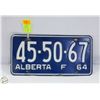 Image 1 : 1964 ALBERTA LICENSE PLATE