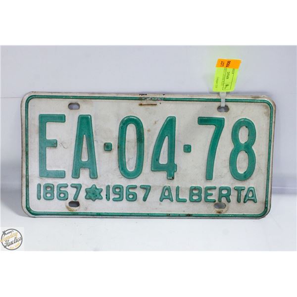 1967 ALBERTA LICENSE PLATE