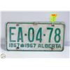 Image 1 : 1967 ALBERTA LICENSE PLATE