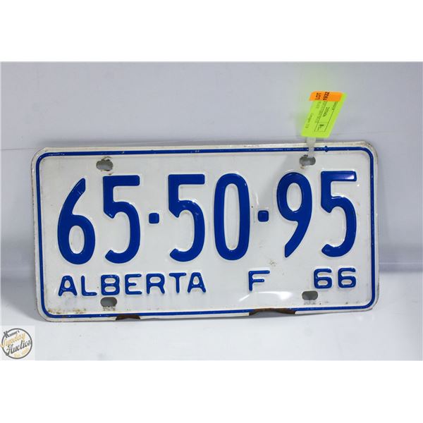 1966 ALBERTA FARM TRUCK LICENSE PLATE