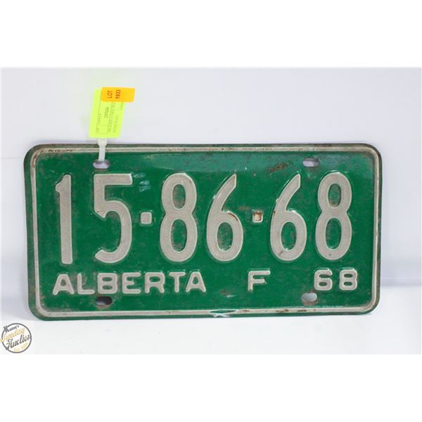 1968 ALBERTA FARM TRUCK LICENSE PLATE