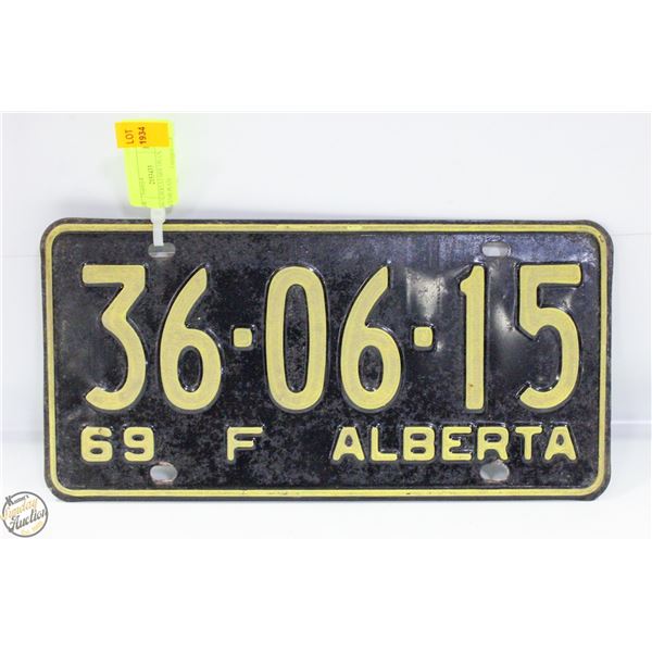 1969 ALBERTA FARM TRUCK LICENSE PLATE