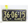 Image 1 : 1969 ALBERTA FARM TRUCK LICENSE PLATE