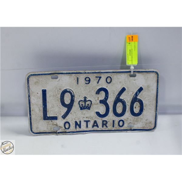 1970 ONTARIO LICENSE