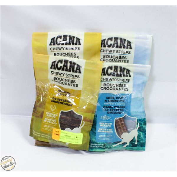 4X113G ACANA DOG FOOD CHEW STRIP TREATS
