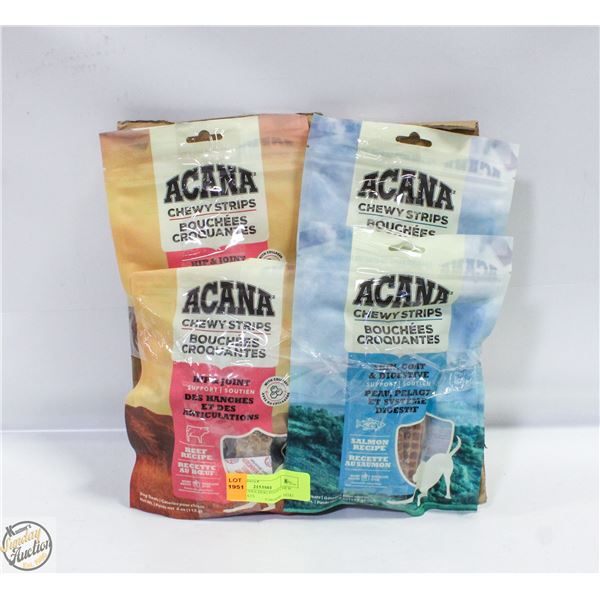 4X113G ACANA DOG FOOD CHEW STRIP TREATS