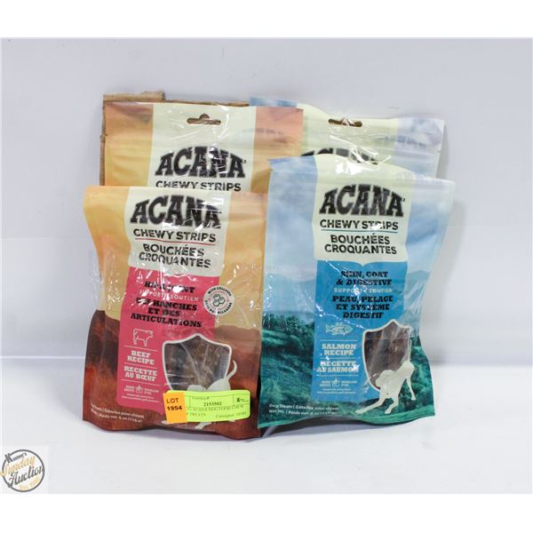 4X113G ACANA DOG FOOD CHEW STRIP TREATS
