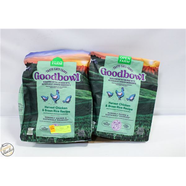 2 X 3LB OPEN FARM CAT FOOD CHICKEN BROWN