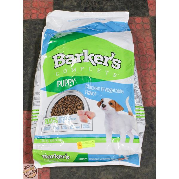 40LB BARKER'S PUPPY DOG FOOD CHICKEN &