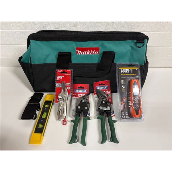 NEW TOOLS IN MAKITA TOOL BAG - MILWAUKEE,