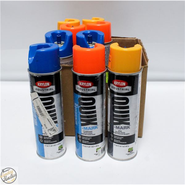 BOX OF SPRAY PAINT LARGE CANS (6)