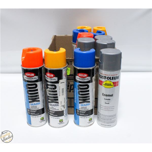 BOX OF SPRAY PAINT LARGE CANS (12)