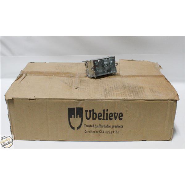 CASE OF 50 SINGLE GANG DEVICE BOXES