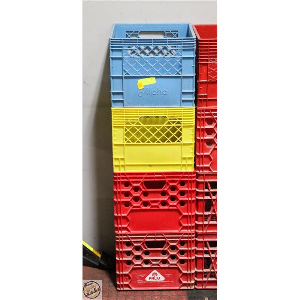 4 PLASTIC MILK CRATES