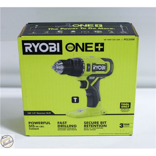NEW RYOBI ONE 18 VOLT 1/2 HAMMER DRILL MODEL
