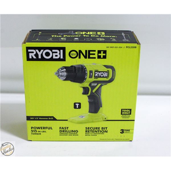 NEW RYOBI ONE 18 VOLT 1/2 HAMMER DRILL MODEL