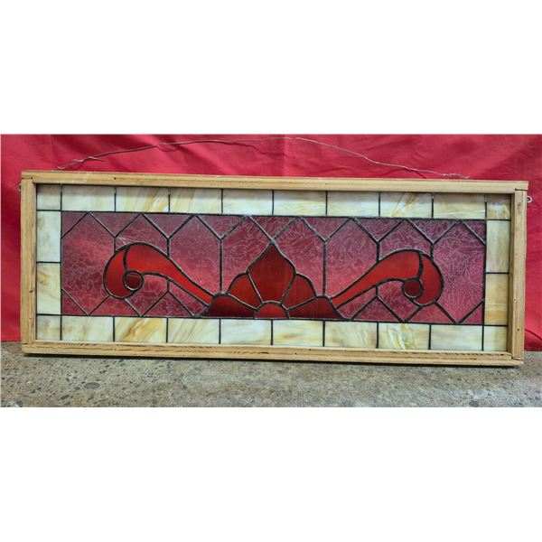 Vintage Stained Glass Leaded Window Panel (Small Crack)