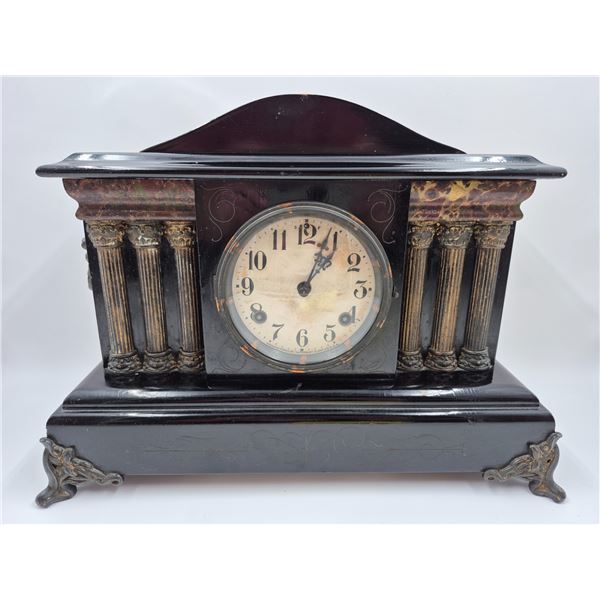 Antique Waterbury Mantle Clock With Pendulum & Key