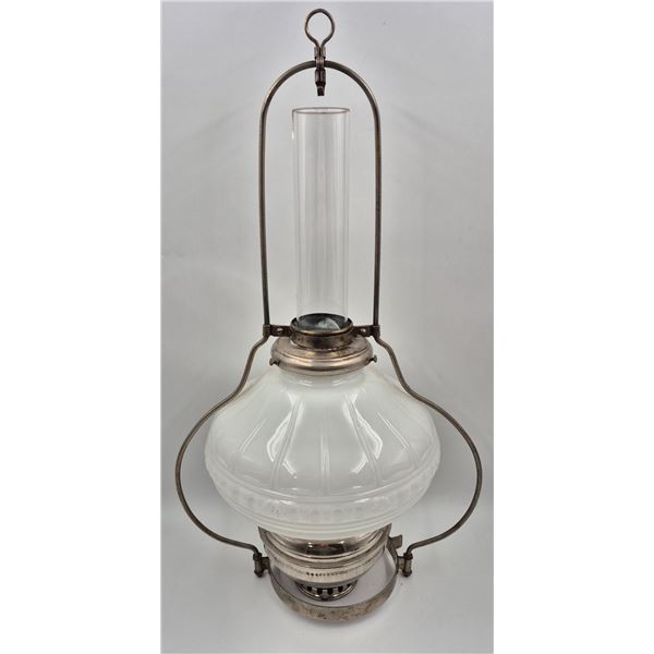 Antique Oil Lamp With Glass Chimney