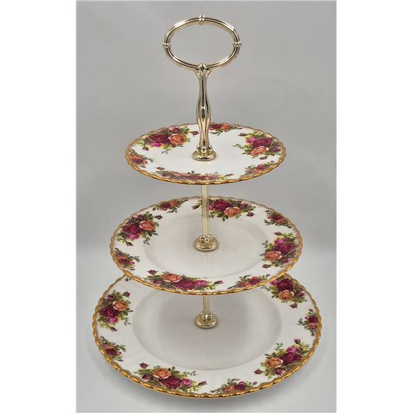 Vintage Royal Albert Old Country Roses 3x Tier Cake Plate