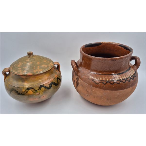 2x Pottery Items: Vase & Lidded Container