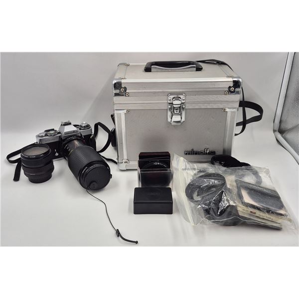 Vintage Minolta XDS Camera And Equipment: Lens, Case, & More