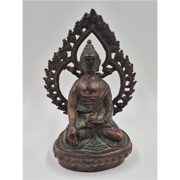 Vintage Cast Metal Seated Buddha Statue
