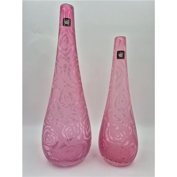 2x CWA Studios Pink Glass Vases