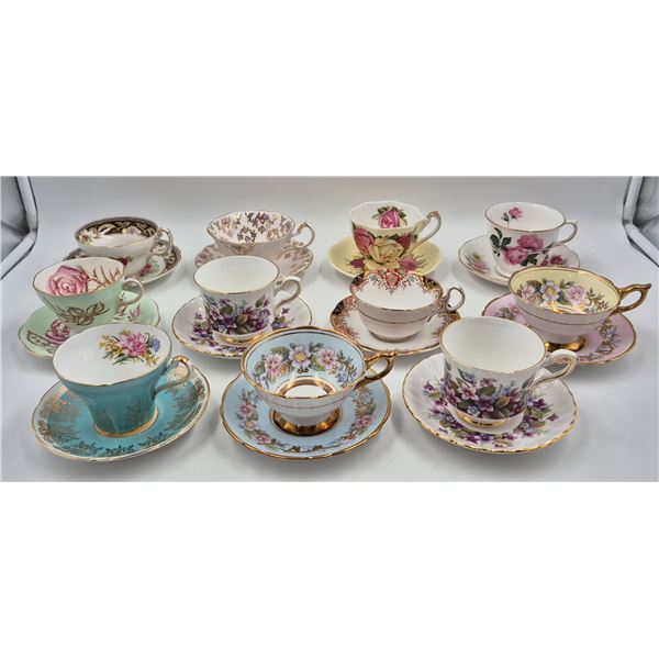 Vintage Teacups & Saucers : Queen Anne, Royal Stafford, Foley