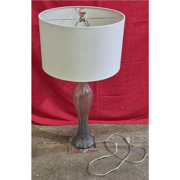 Vintage Glass Lucite Bottom Table Lamp