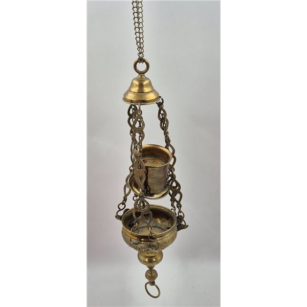 Vintage 3x Chain Cherub Detailed Hanging Brass Incense Burner