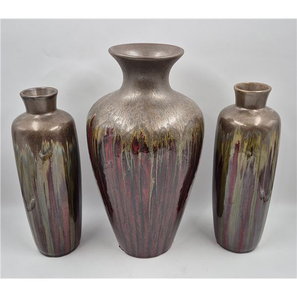3x Pier One Drip Glaze Style Vases