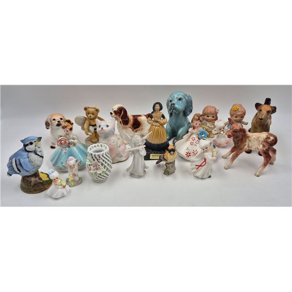 Assorted Vintage Porcelain Figurines: Animals, Vase, Children, People
