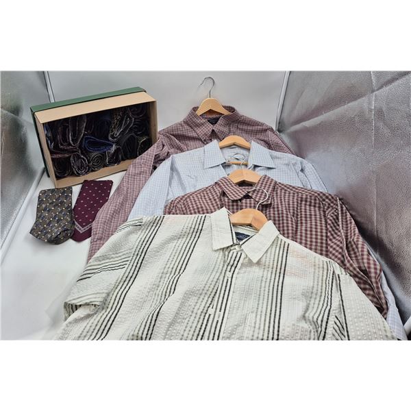 Assorted Mens Attire: Collared Shirts & Ties