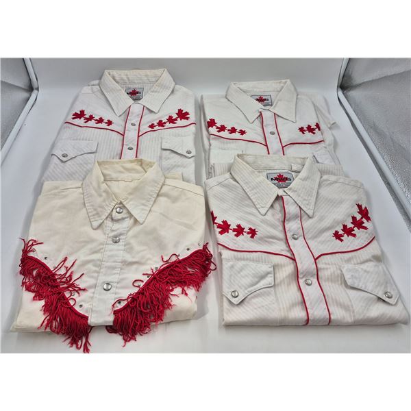 4x Vintage Canadian Themed Western Collared Shirts