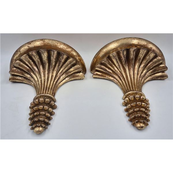 Pair Of Hollywood Regency Era Themed Wall Sconces With Plate Divots