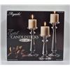 Image 1 : Vintage Set Of 3x Crystal Candlesticks