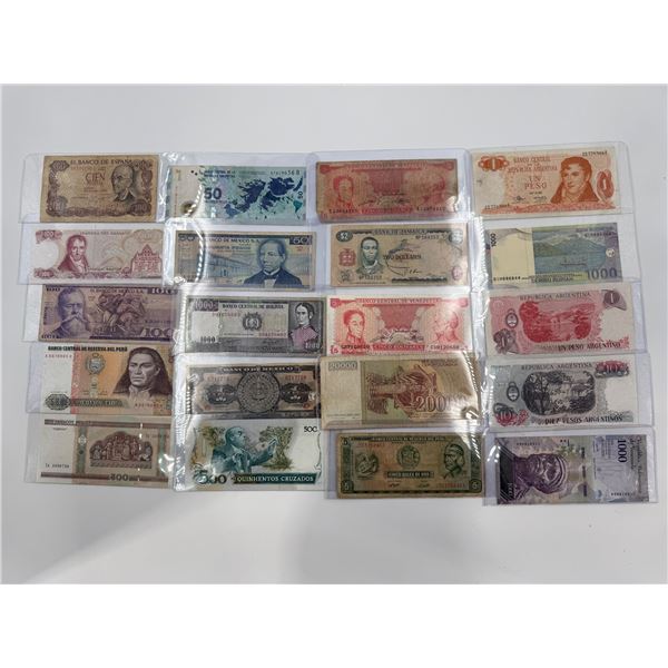 20x Assorted Countries Bank Notes