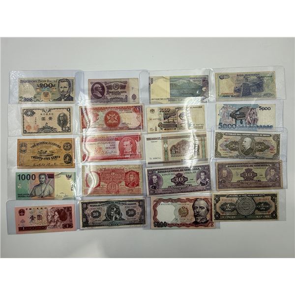 20x Assorted Countries Bank Notes