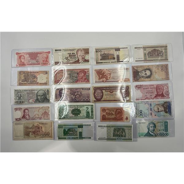 20x Assorted Countries Bank Notes